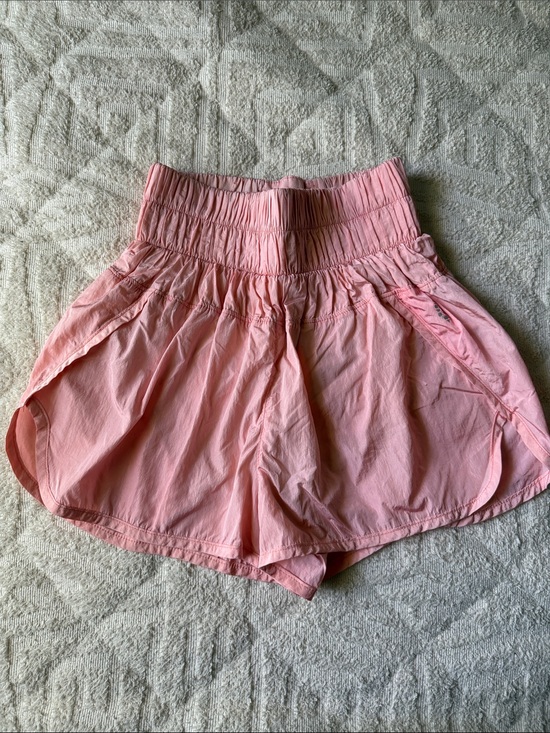 Free People Pants - Women's Pink High-Waist Smocked Shorts